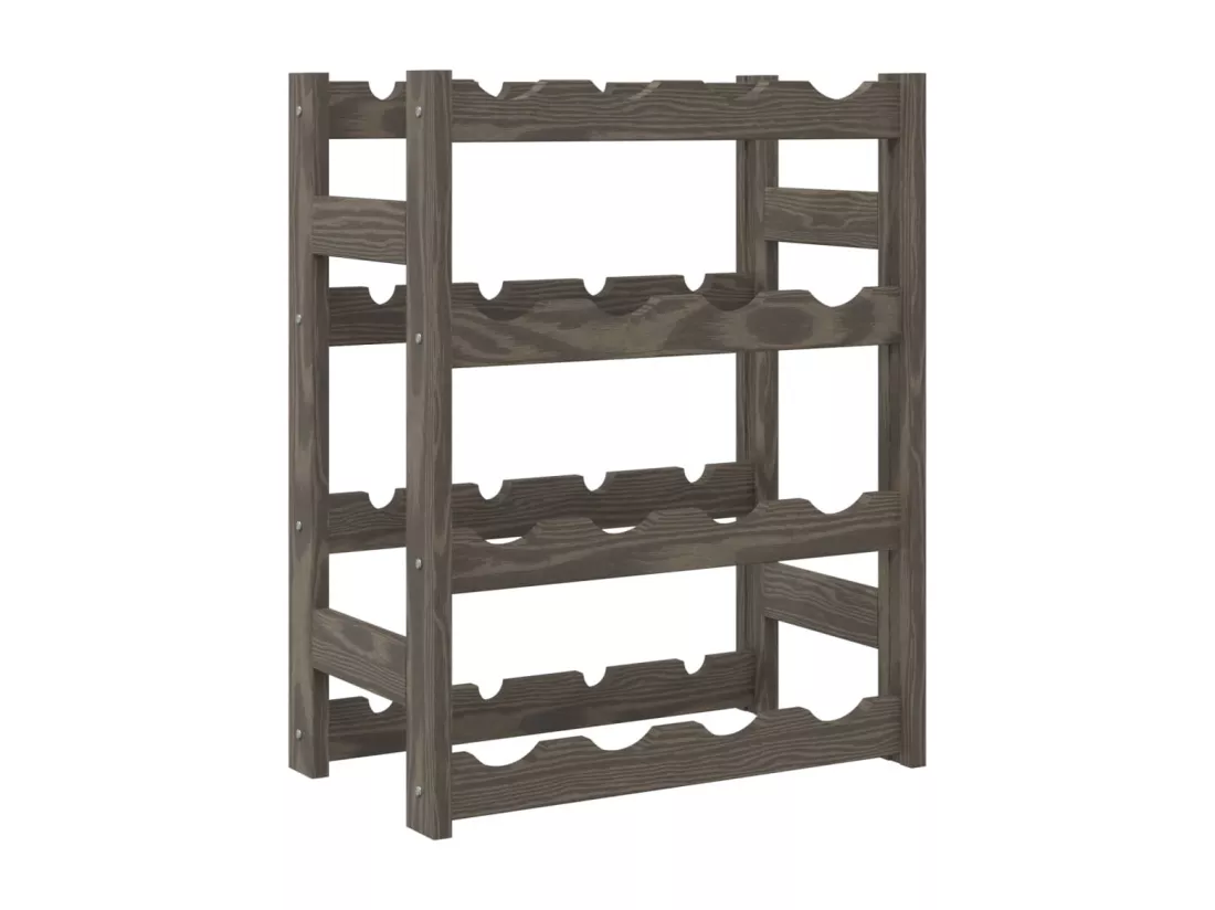 Casier à bouteilles pour 16 bouteilles gris bois pin solide