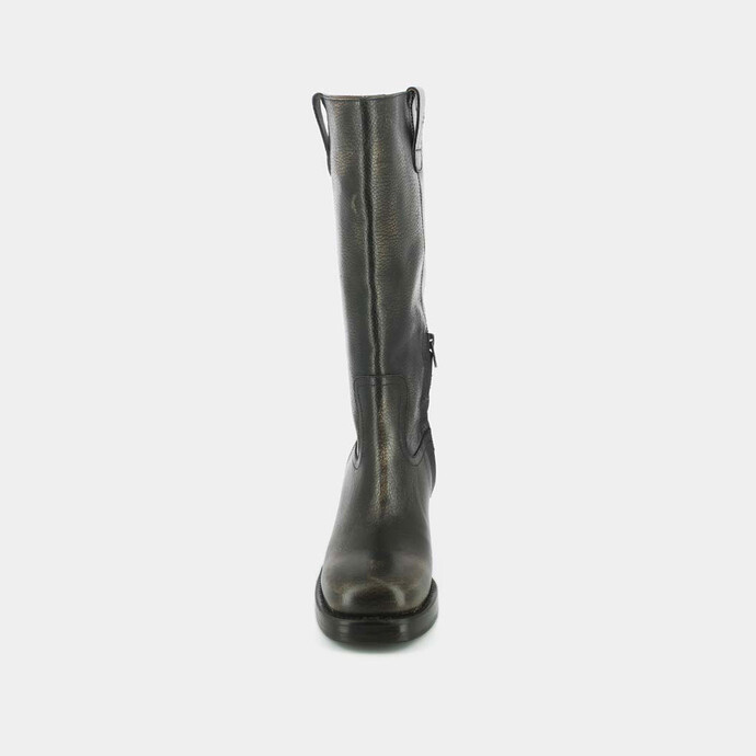 Bottes à talons  en cuir grainé gris