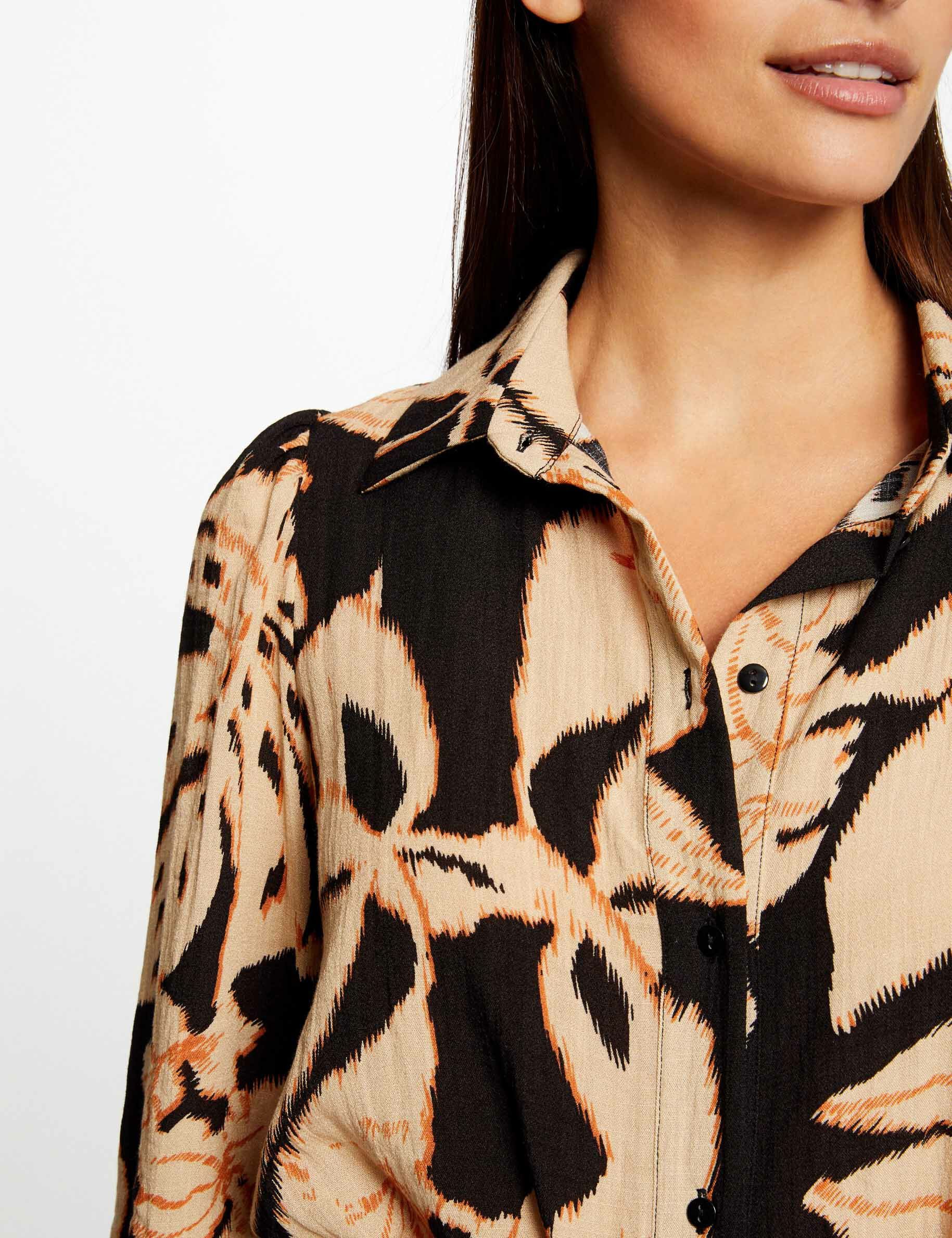 Robe chemise droite imprimé végétal multico femme - multico
