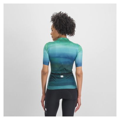 Maillot Manches Courtes Femme Sportful Flow Supergiara Vert/Bleu