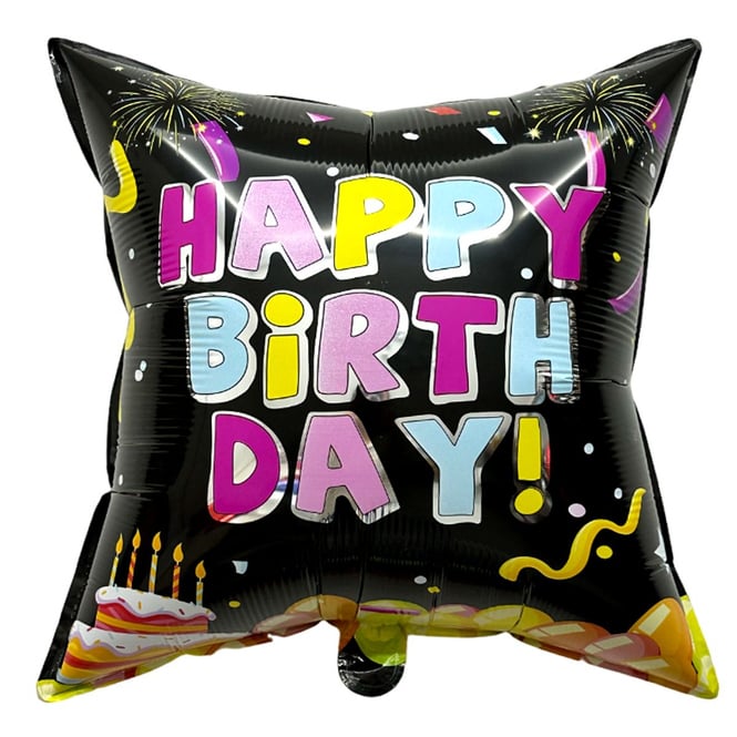 Folienballon - Happy Birthday! - quadratisch - ca. 45 x 45 cm
