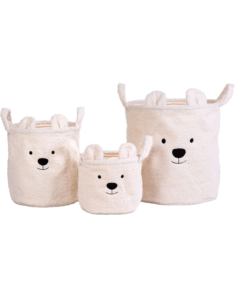 Aufbewahrungskorb TEDDY 3er-Set in offwhite