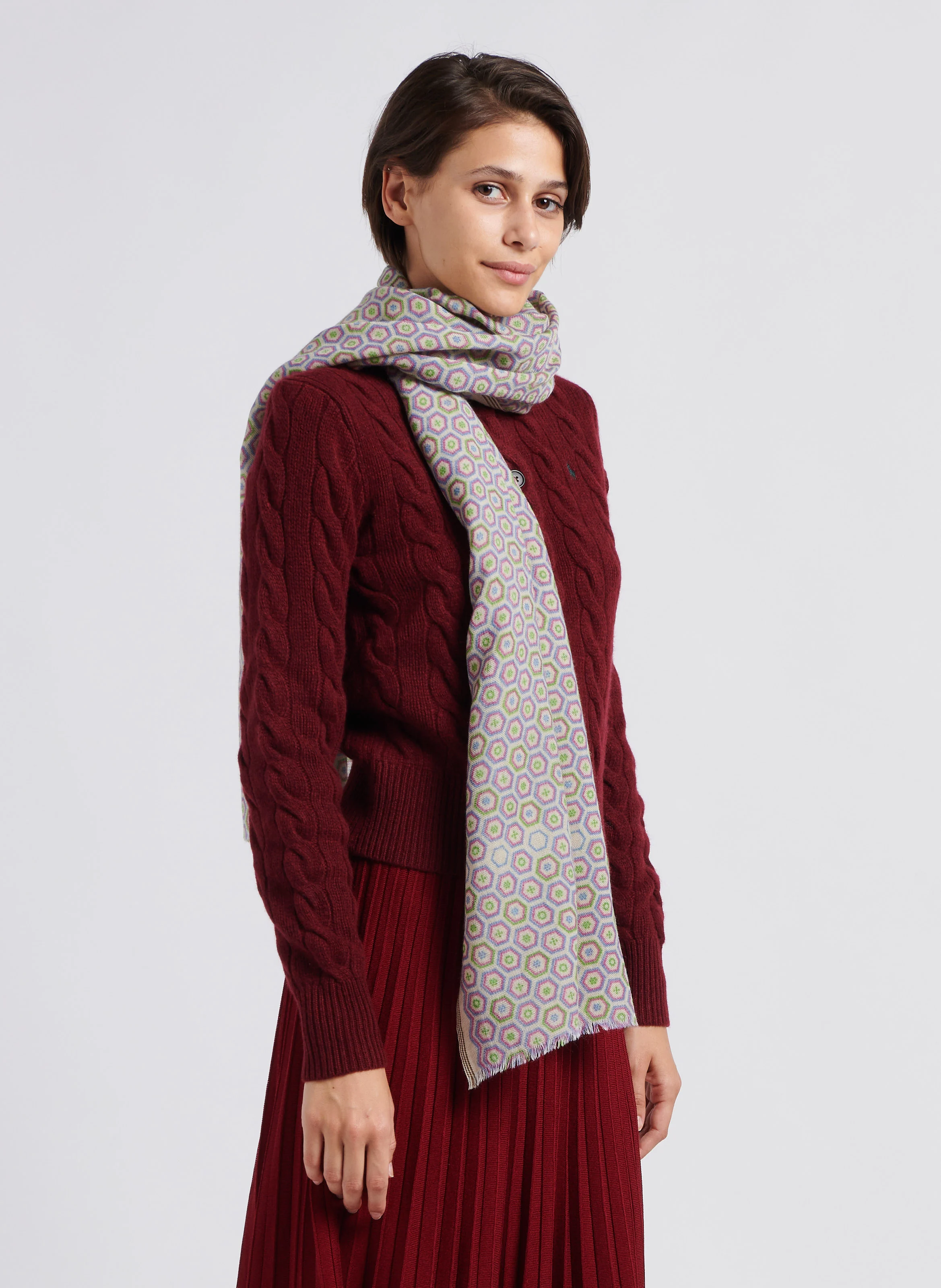 N°691 - Foulard imprimé en laine| Multicolore