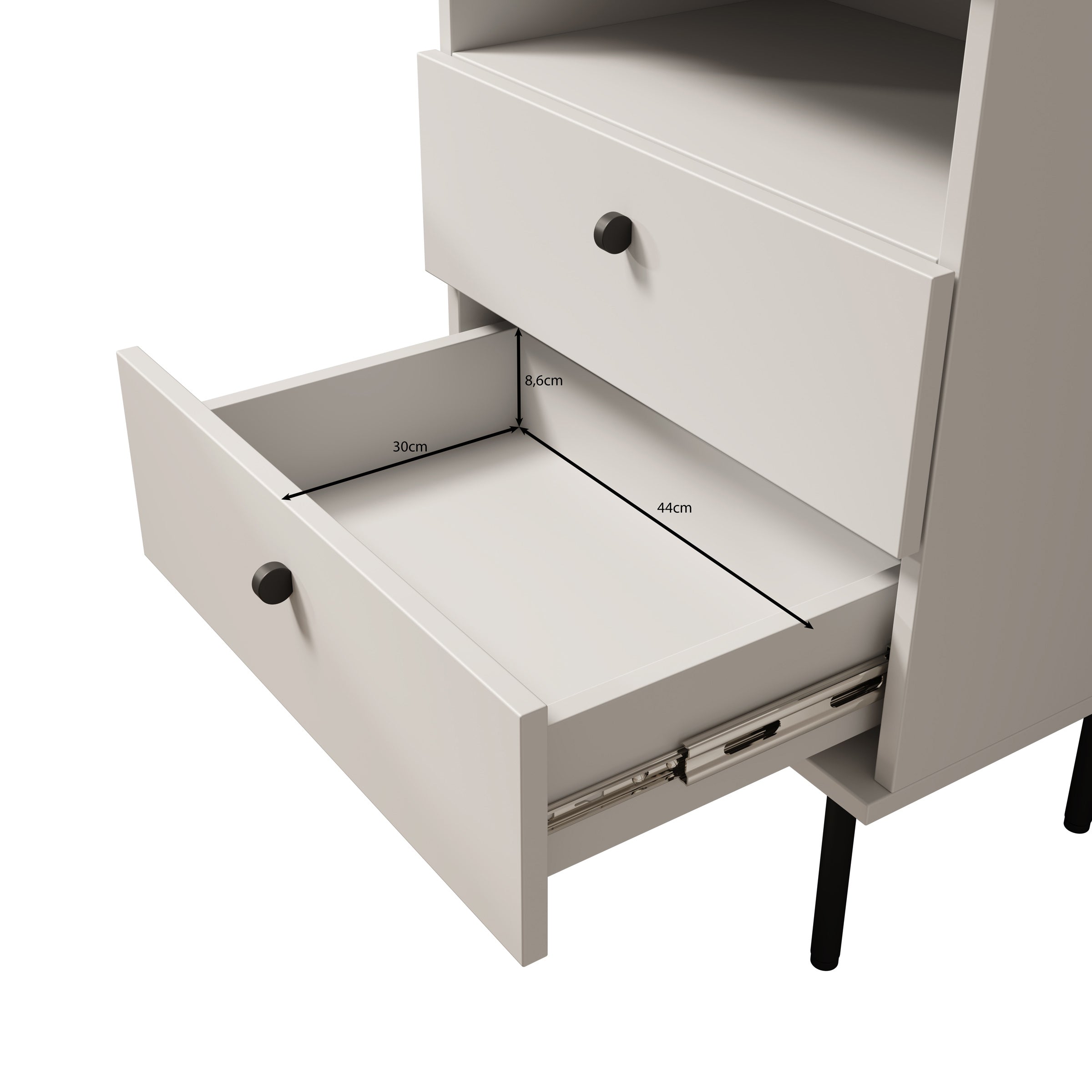 Hidde 2 - Nachtkastje - Beige - 50x36x69 cm