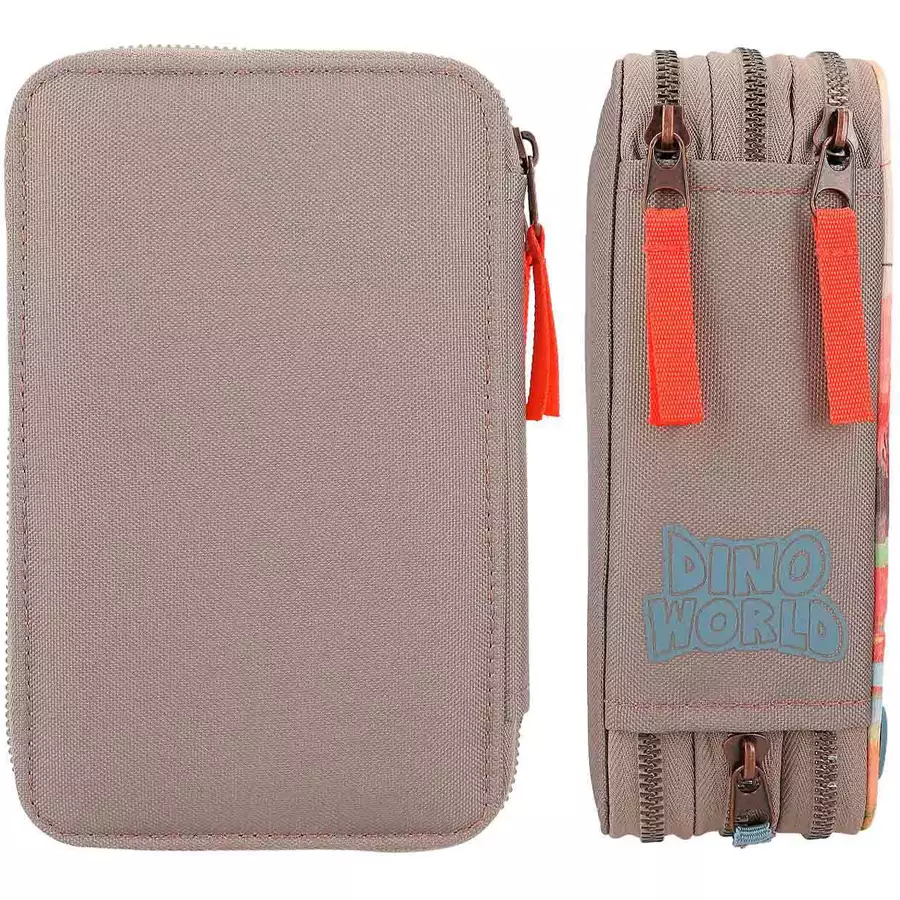 Depesche 3-Fach Federtasche LED Dino World 20 x 13 cm khaki