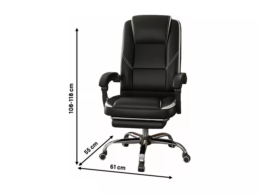 Fauteuil de bureau en simili avec repose pieds 