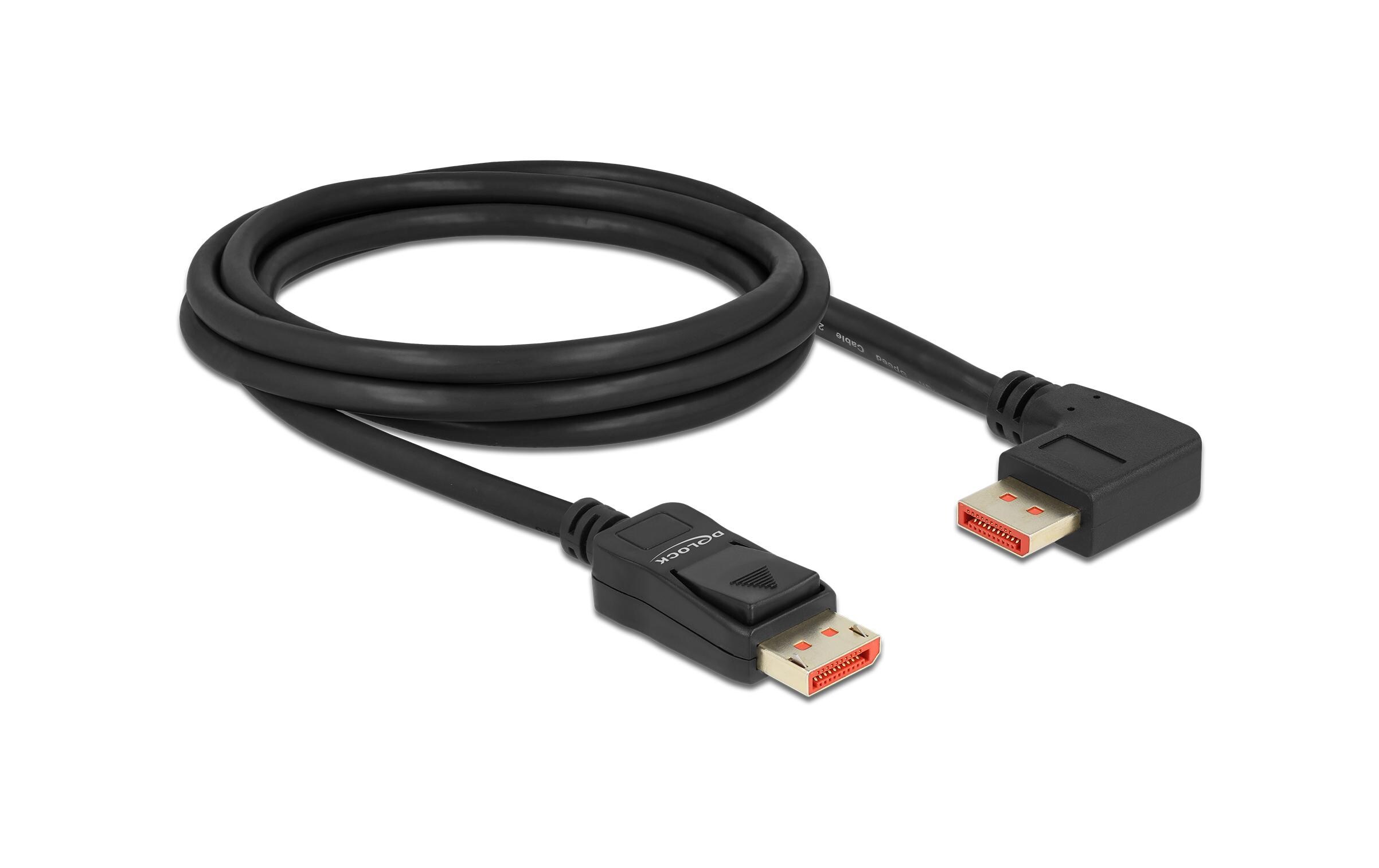 Kabel Rechts gewinkelt DisplayPort - DisplayPort, 2 mDisplayPort Kabel Stecker gerade zu Stecker 90° rechts gewinkelt 8K 60 Hz 2 m