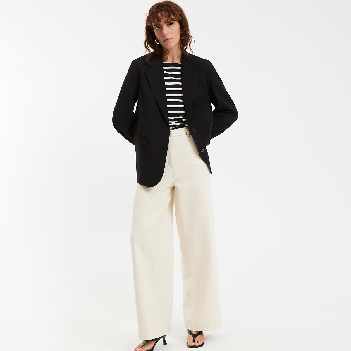 COLEÇÕES LA REDOUTE<br>Camisa azul marinho com volume solto, Signature AIMIE