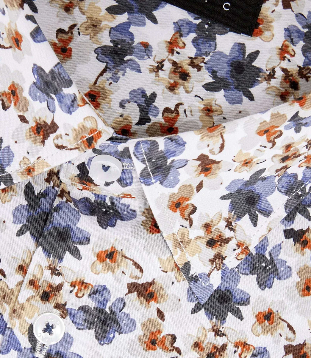 Chemise à imprimé floral blanc 