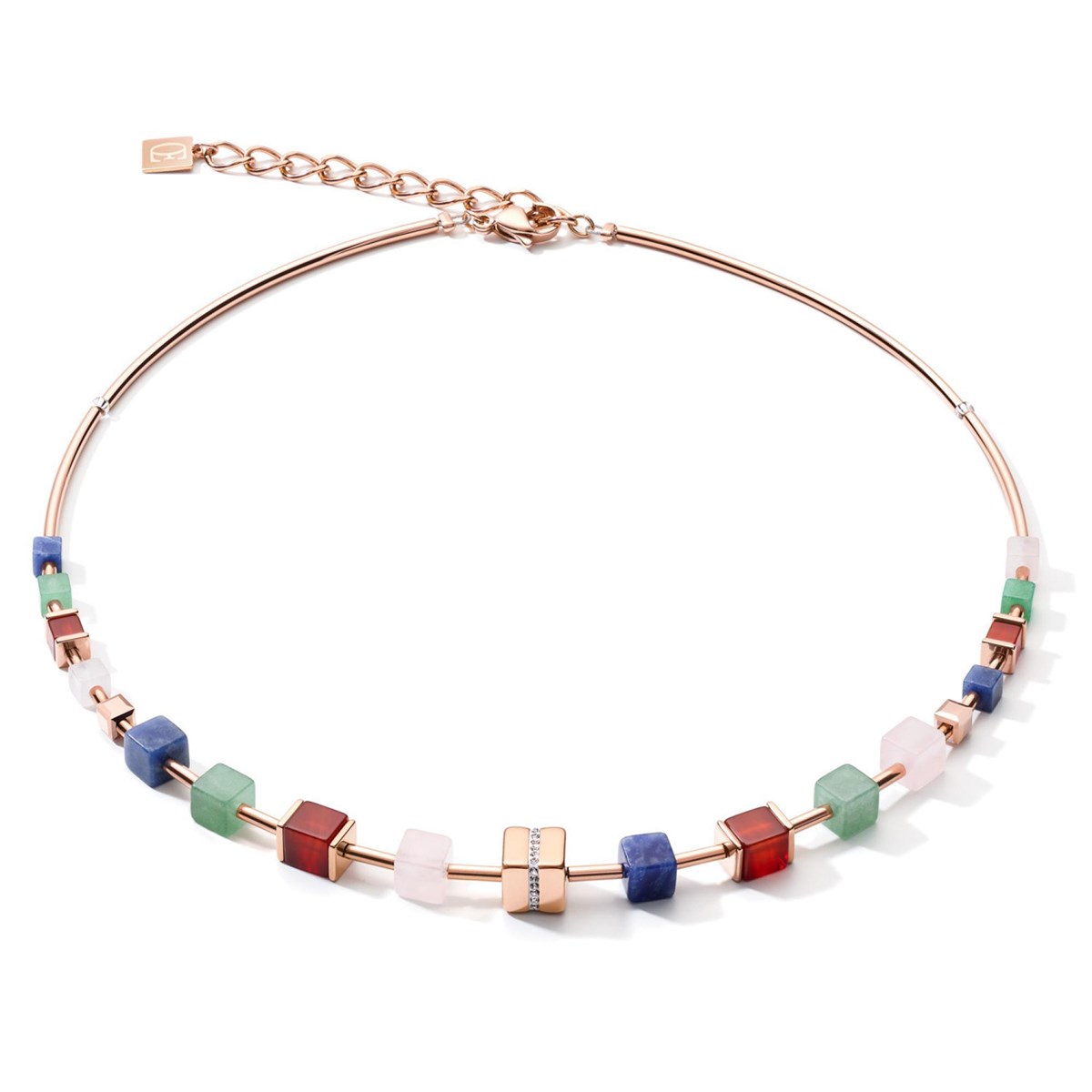 Collier GeoCUBE Coeur de lion dorée rose multicolore