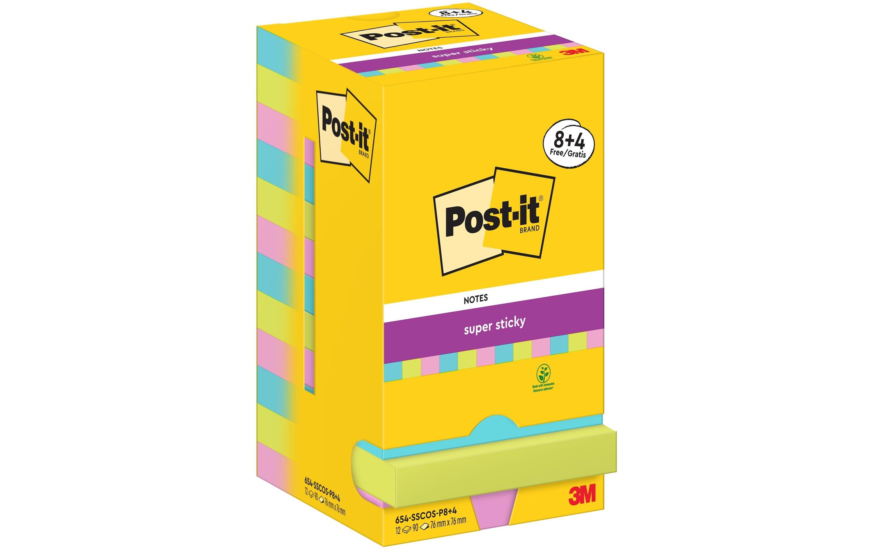 Notizzettel Super Sticky 76 x 76 mm, Cosmic, 12 BlöckeStarke Haftnotizen