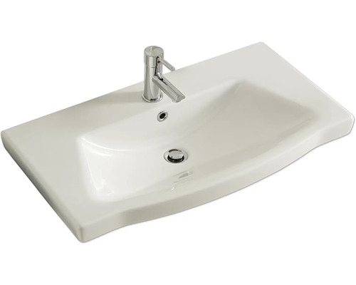 Pelipal Sunline 114 badkamermeubelset, BxHxD 112 x 200 x 46 cm, frontkleur: Riviera eiken, 4-delige badkamermeubelset met witte keramische wastafel en badmeubel, spiegelkast met LED-verlichting, wandkast