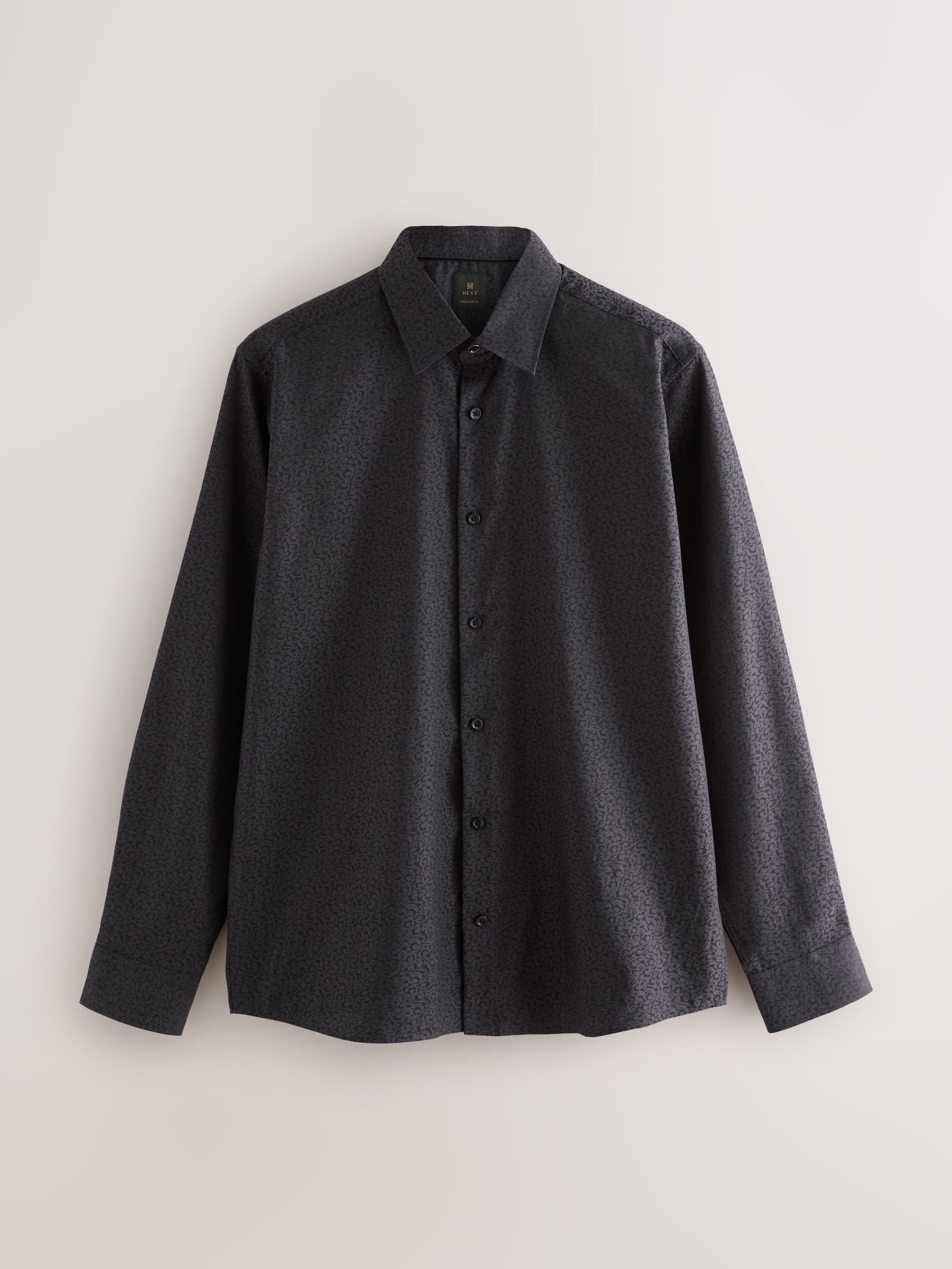 Zwart en luipaardprint - Geometric Print Long Sleeve Smart Shirt