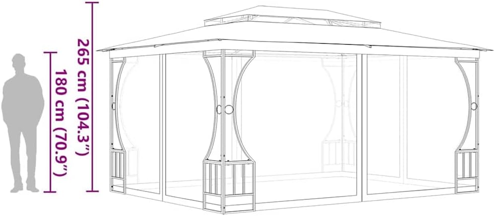 vidaXL Pavillon mit Netz UV-beständig Partyzelt Festzelt Gartenzelt Gartenpavillon Stahlrahmen Bierzelt Zelt Garten 300x400x265cm Anthrazit