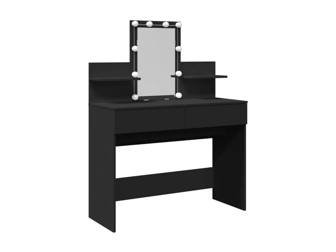 Coiffeuse avec LED noir 100x40x130 cm