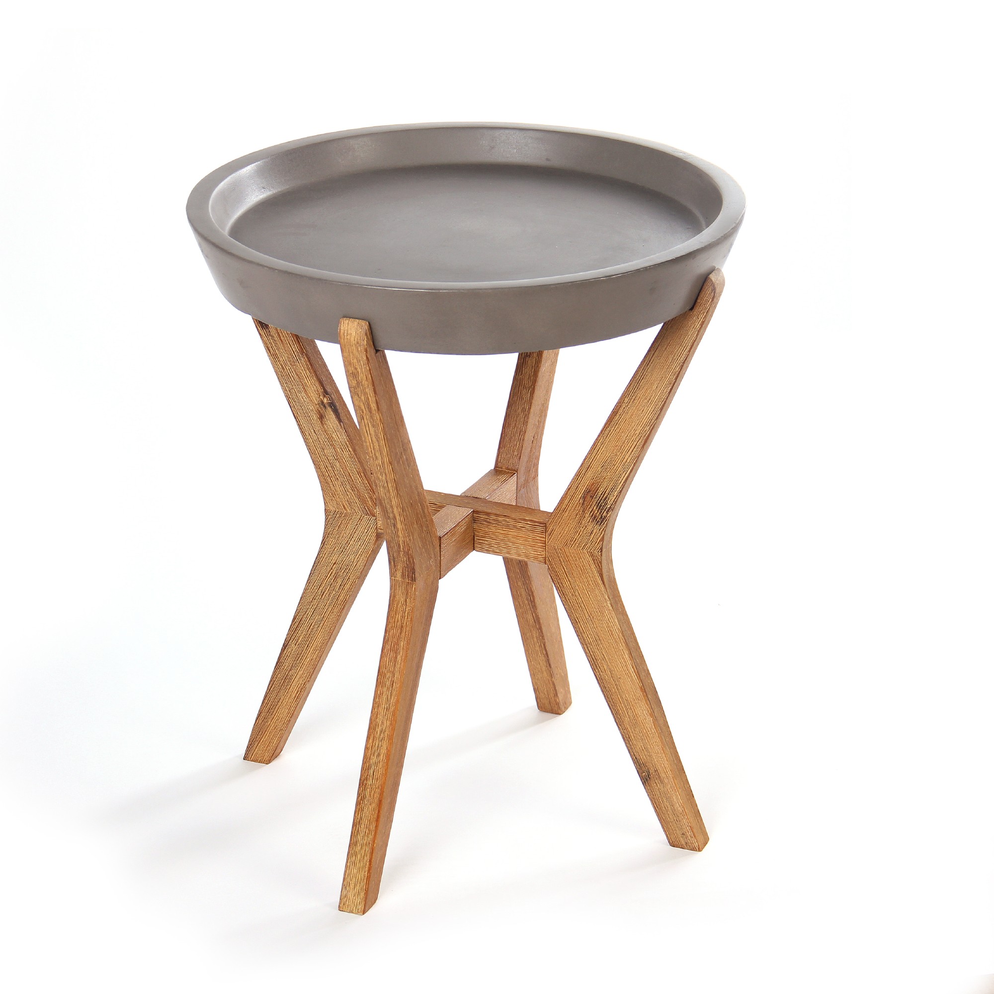 Beistelltisch 'Kerben' hoch, grau, braun, Ø 46 cm, H 55 cm von fischer's lagerhaus