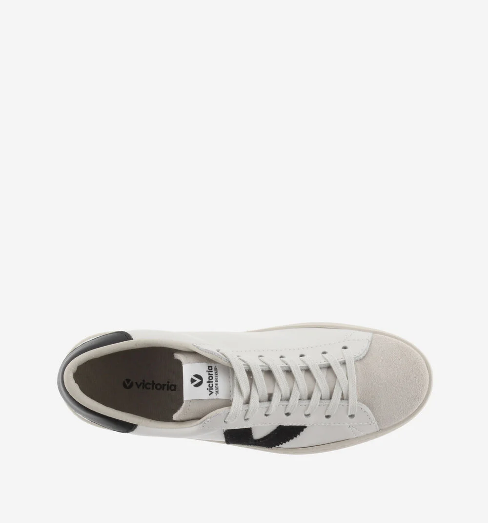 BERLÍN CUIR & CUIR FENDU Baskets blanches unisexes en cuir NEGRO