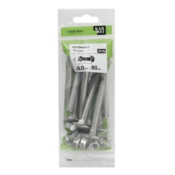 KARWEI slotbout rvs 8x60 mm (10 stuks)