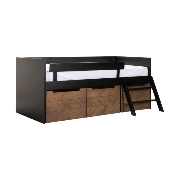 Europe Baby Beau Bedbank Zwart / Walnoot 90 x 200 cm