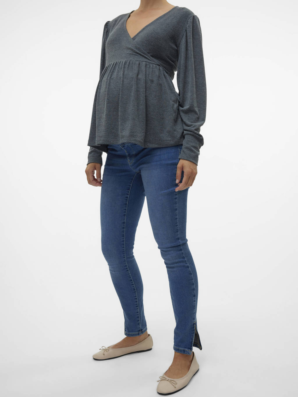 VERO MODA MATERNITY high waist zwangerschaps skinny jeans VMMPOSH medium blue denim
