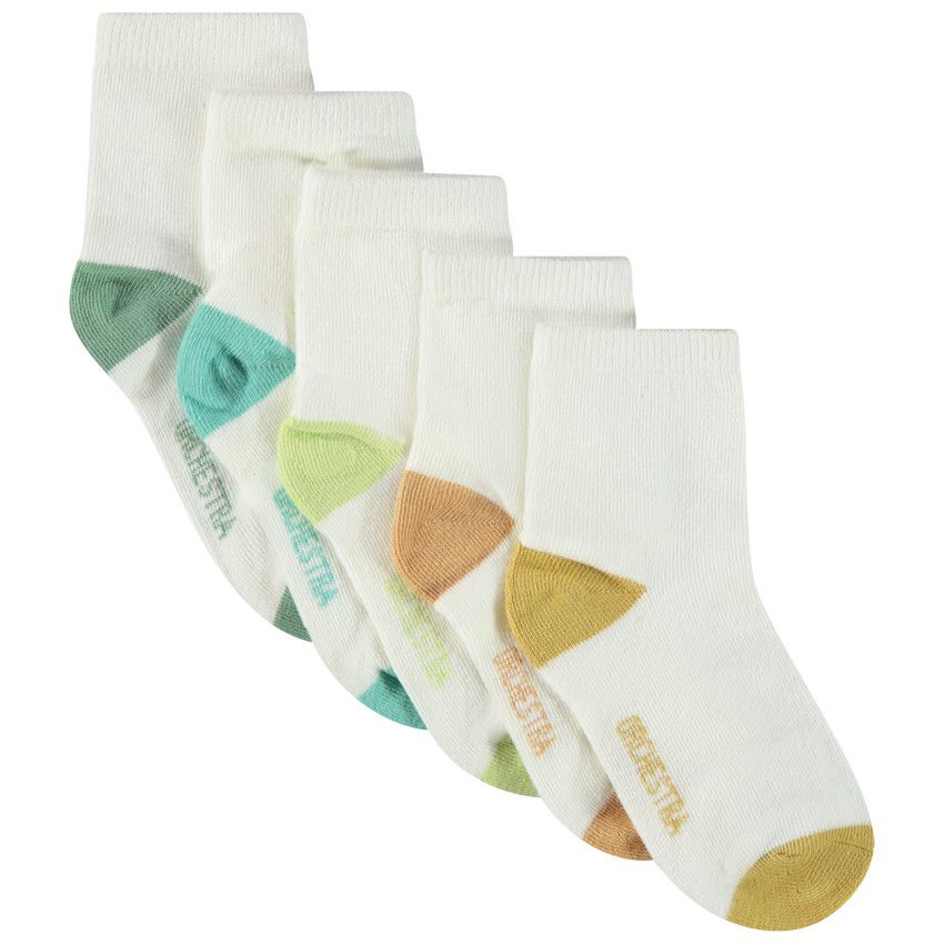 Lot de 5 chaussettes à bouts et talons contrastés pour garçon - Ecru