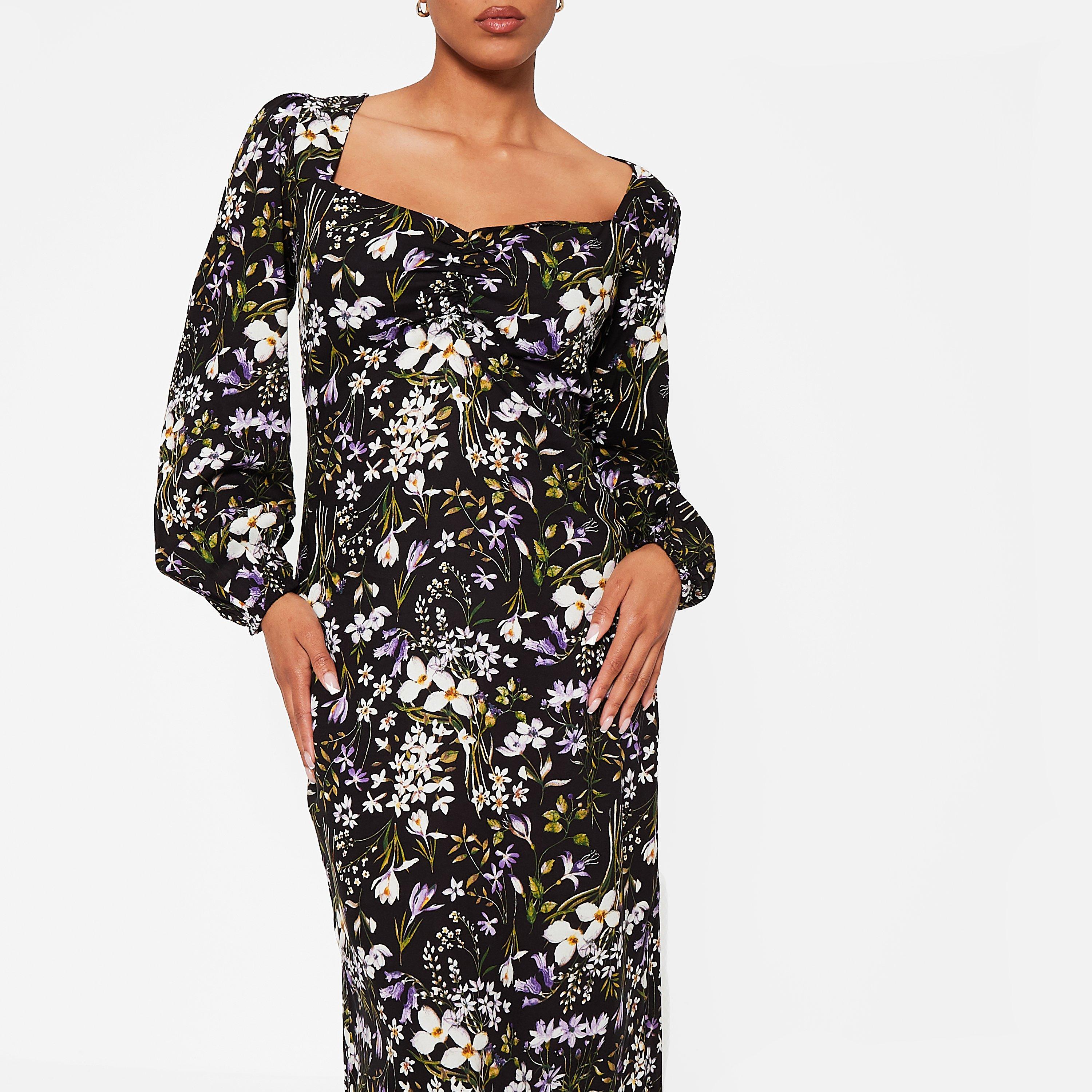 I Saw It First ISAWITFIRST Floral Ruched Bust Midaxi Dress