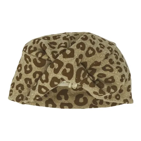 Zhoe & Tobiah Bonnet Turban Maille Lurex Léopard | Beige