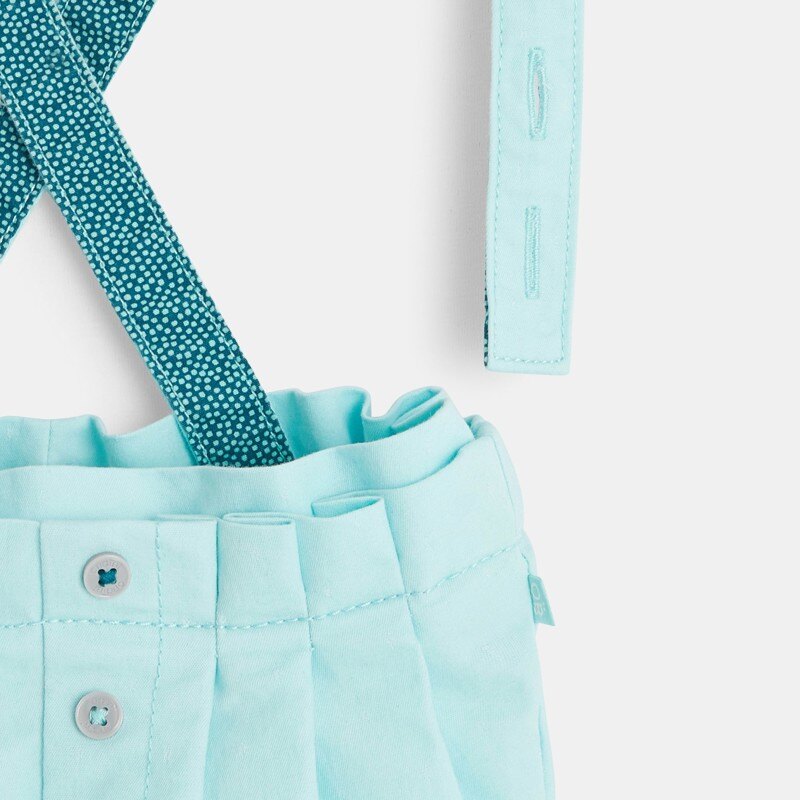 Pantalon paperbag en toile strech bleu bébé fille Bleu
