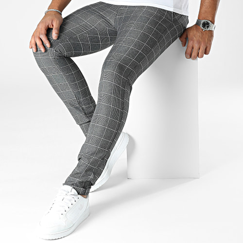 Pantalon A Carreaux Gris