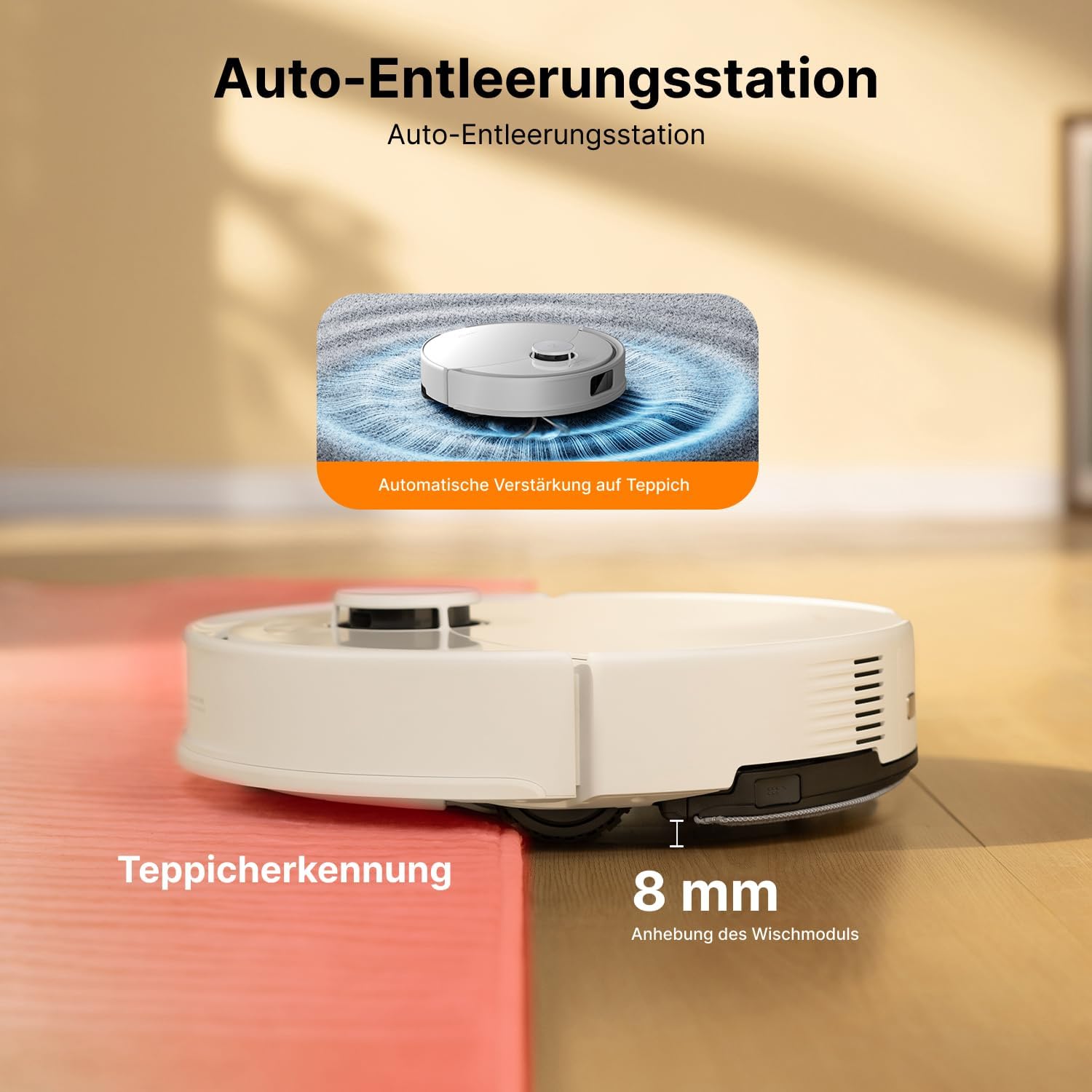 roborock Q10 X5+ Saugroboter mit Wischfunktion, Auto-Entleerungsstation für 7 Wochen,10000 Pa Saugkraft, Dual Anti-Tangle System, intelligente Hindernisvermeidung, PreciSense-LiDAR Navigation, Weiß