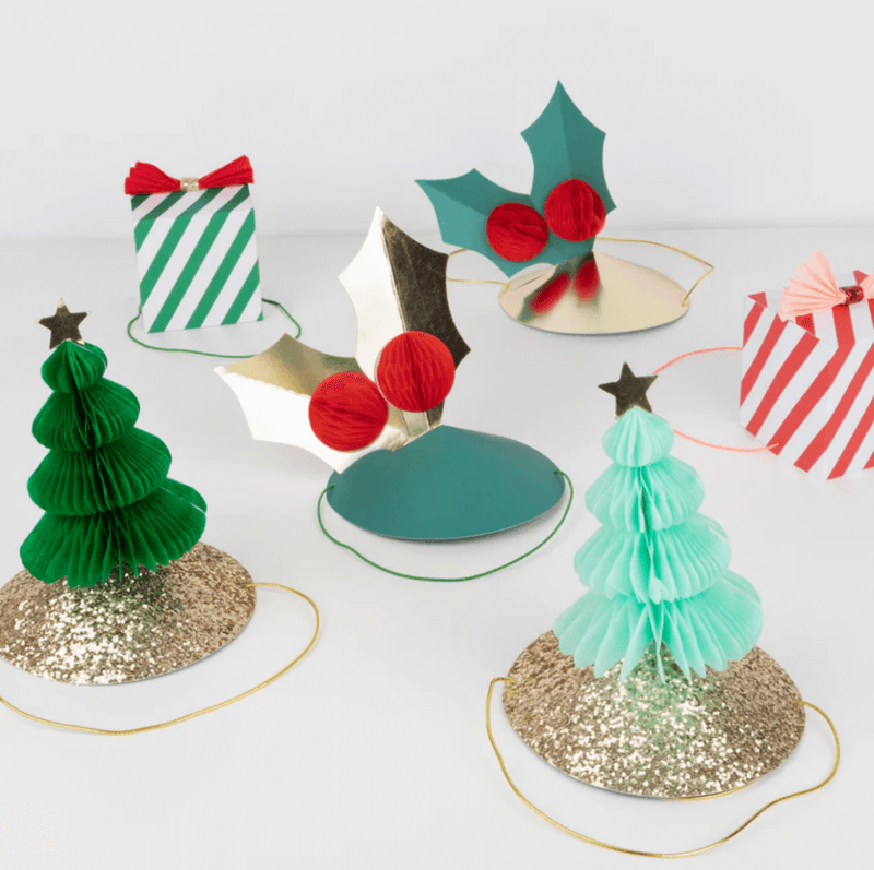 Meri Meri Partyhatter med Juletema, 6 stk.