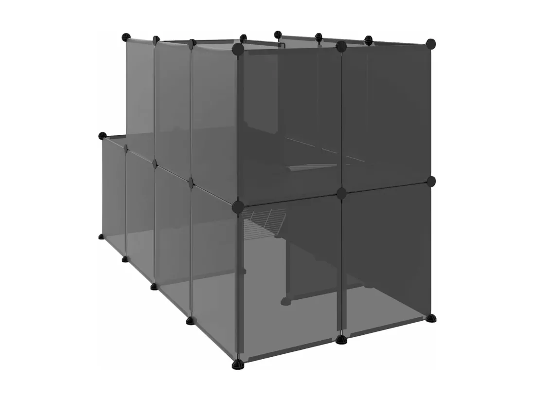 Cage pour petits animaux Noir 142x74x93 cm PP et Acier