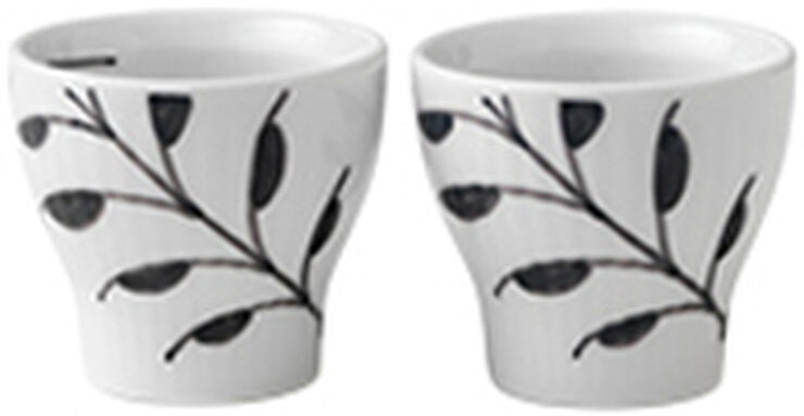 Royal Copenhagen Sort Mega Riflet æggebæger 4,8 cm. 2 stk Sort, hvid