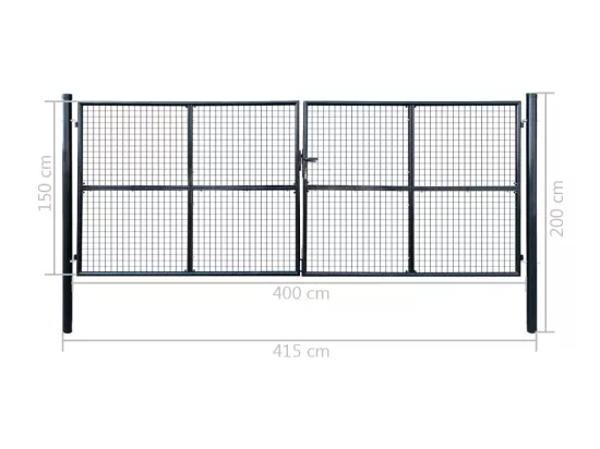 Portail en maille de jardin Acier galvanisé 400 x 150 cm Gris