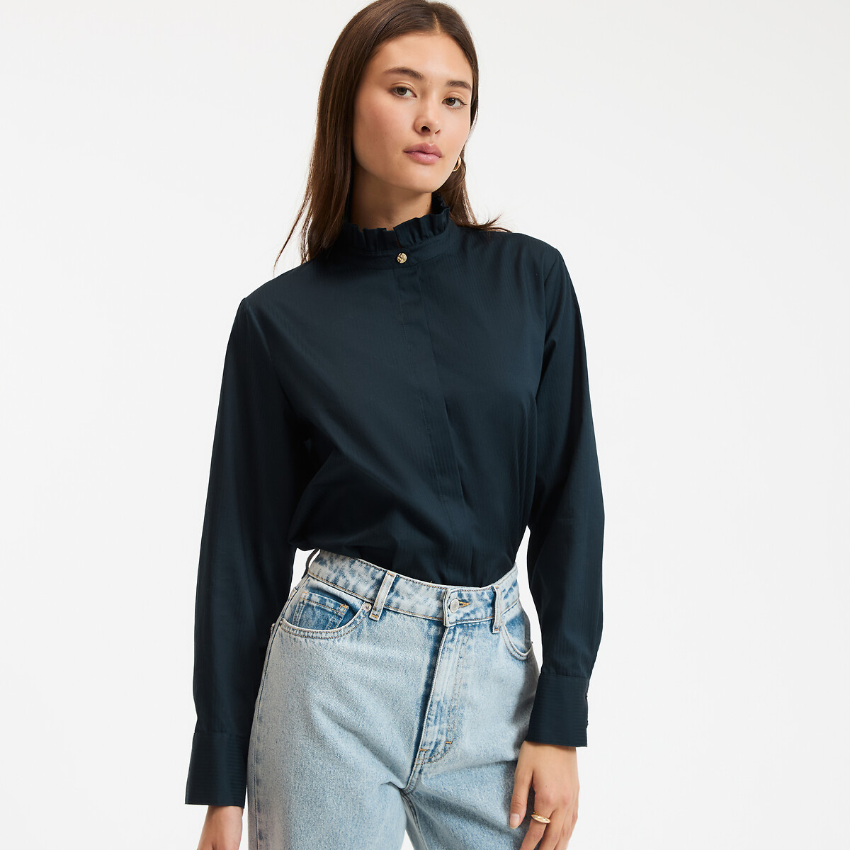 COLEÇÃO LA REDOUTE<br>Camisa com gola vitoriana e mangas compridas