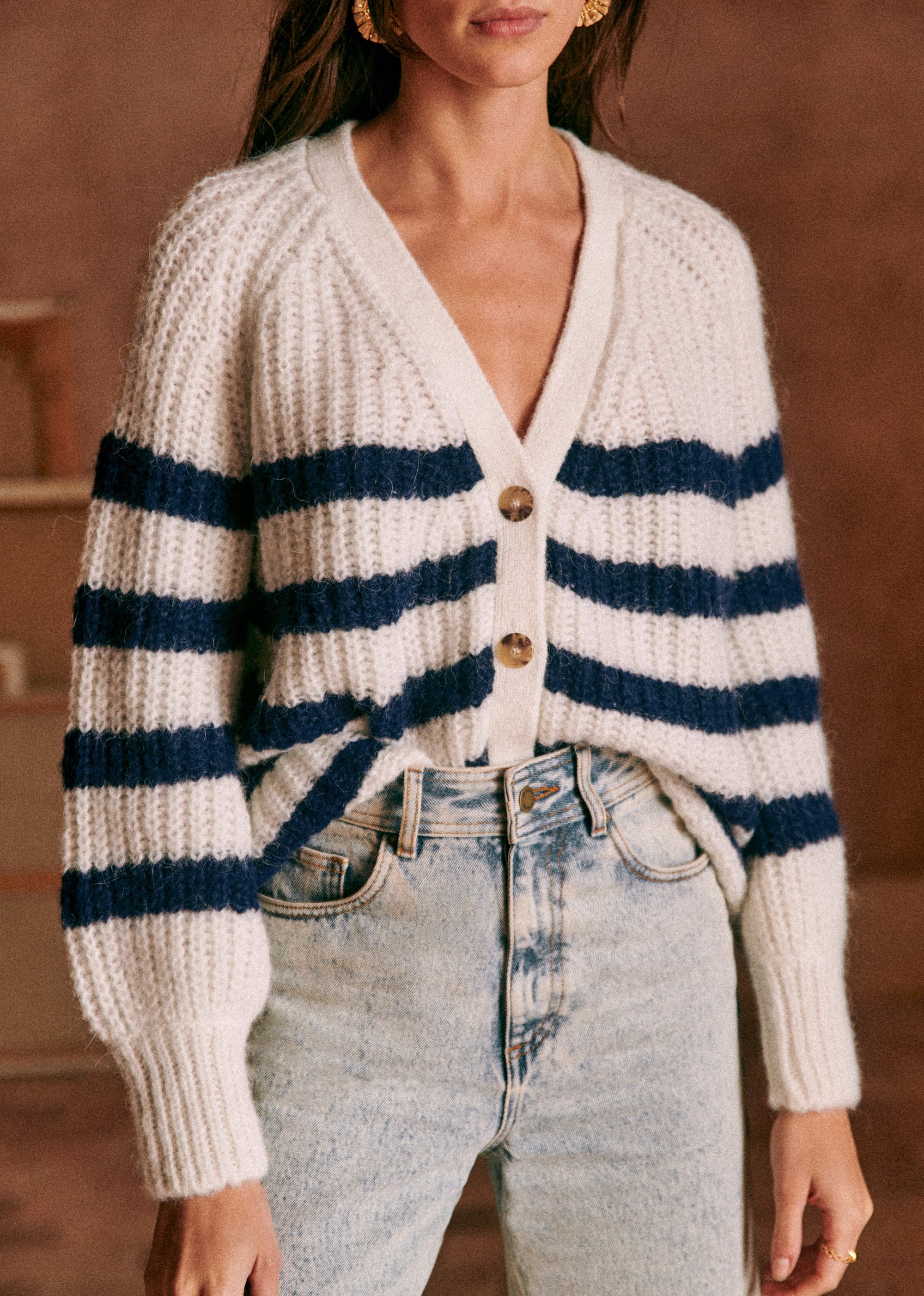 Gilet Basile - Ecru / Marine - E-SHOP/MAILLE 5905457