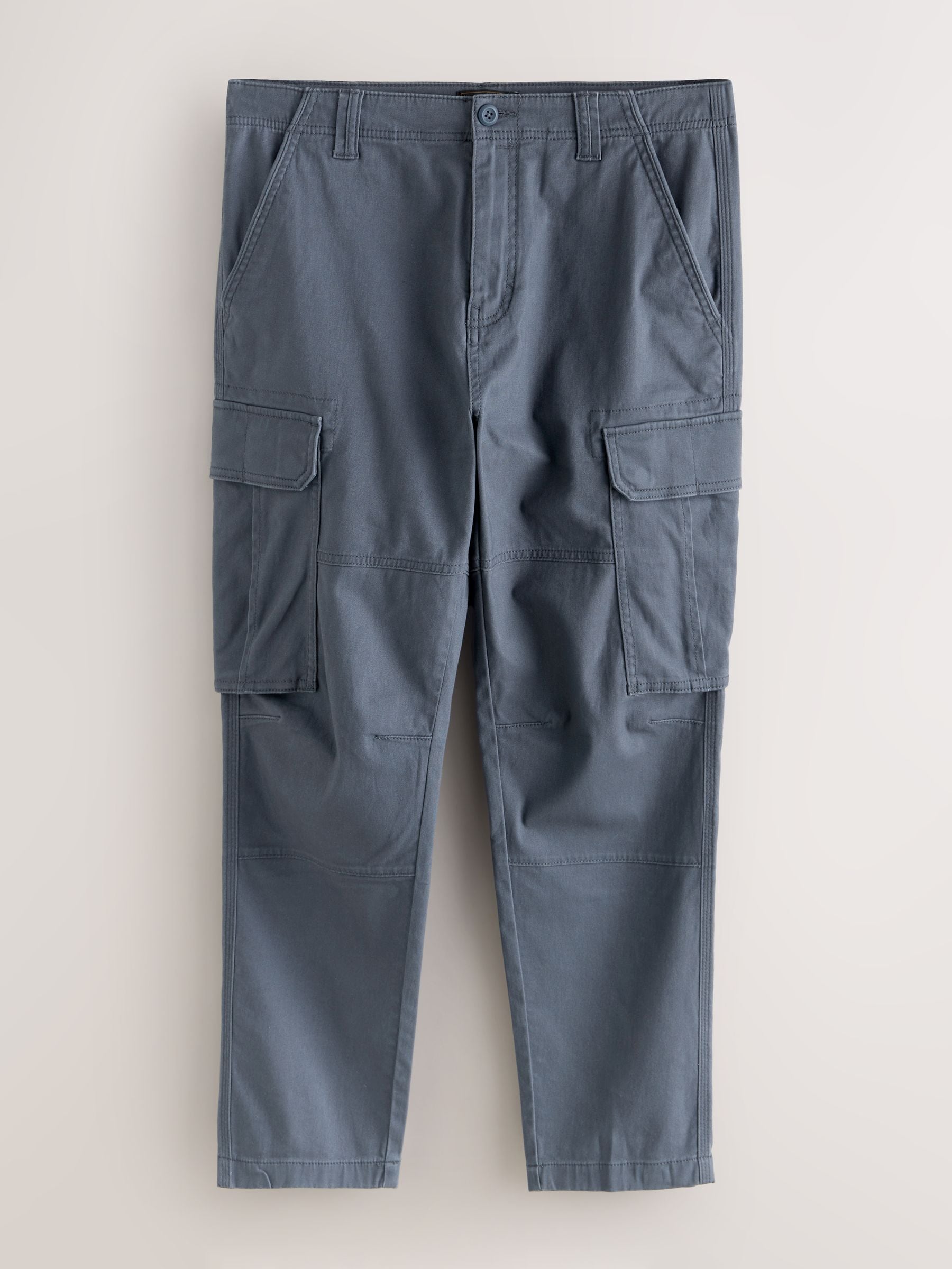 Blauw - Slim Fit - Katoenen cargostretchbroek
