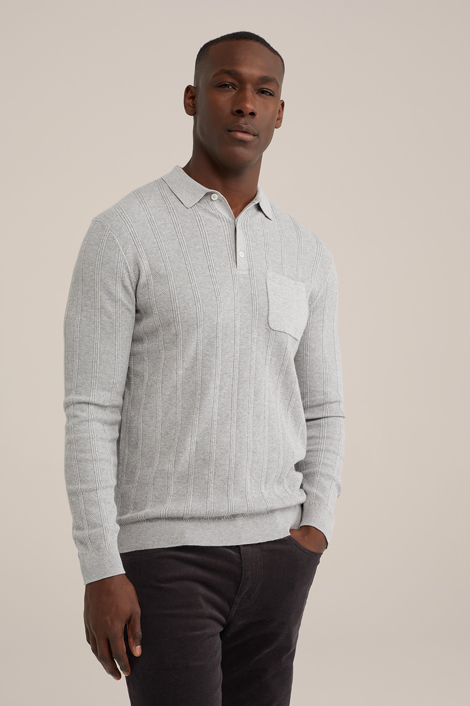 trui met structuur WE Fashion Lichtgrijs