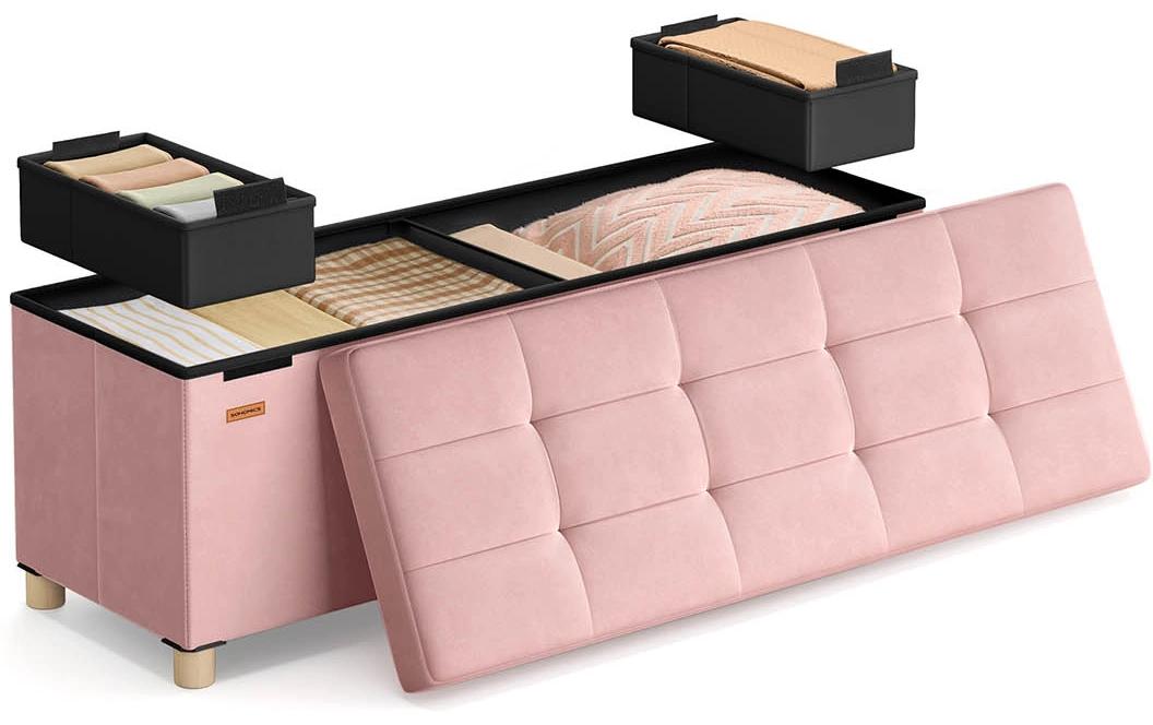Sitztruhe Ottomane 110 x 40 cm, RosaSitzbank mit Stauraum