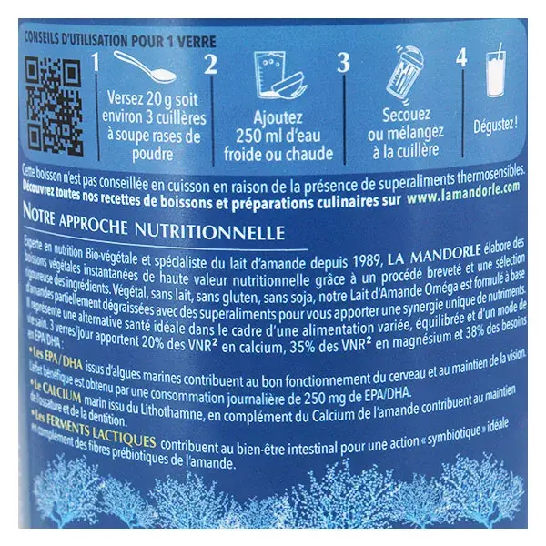 La Mandorle Bebida Instantânea em Pó Orgânico Omega Leite de Amêndoa 800g