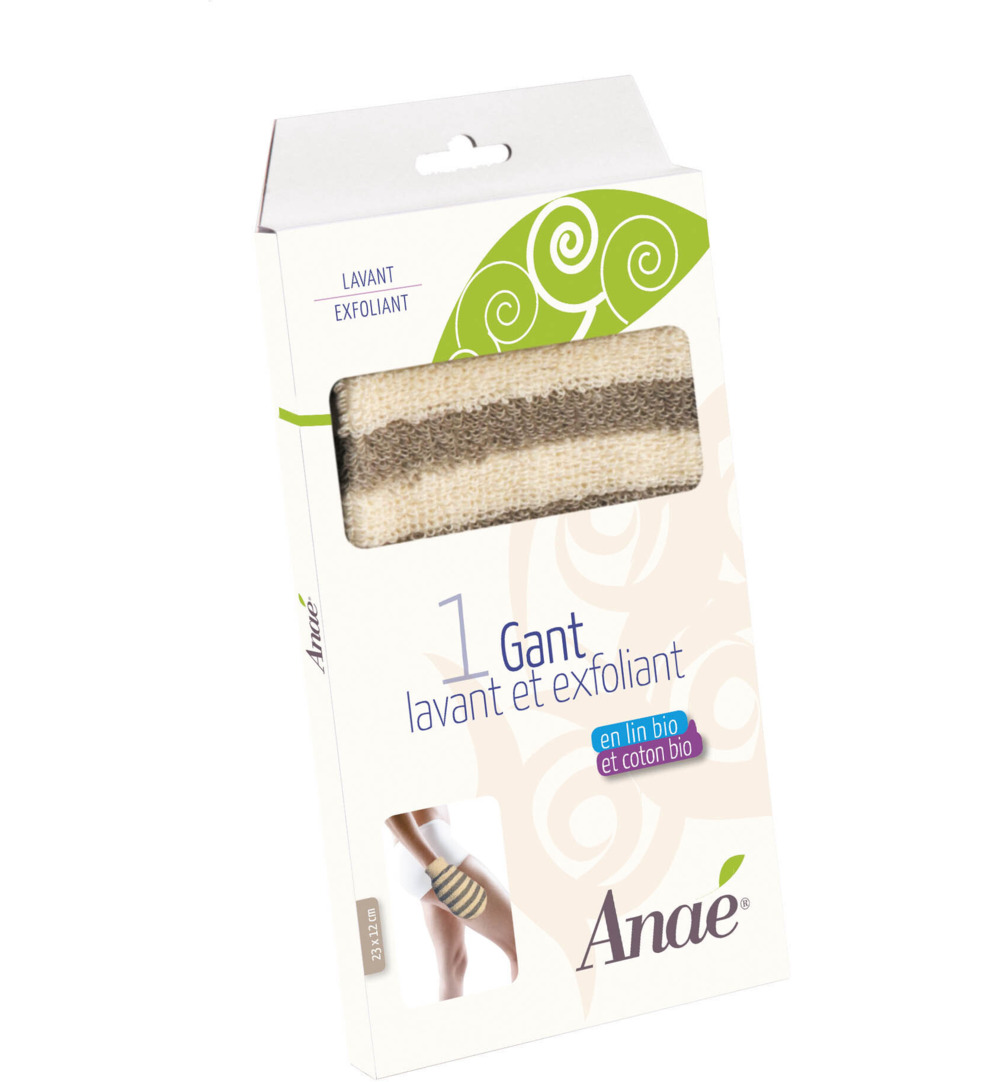 Anaé Exfoliërende Handschoen Van Biologisch Katoen En Linnen. Got (1 stuk)