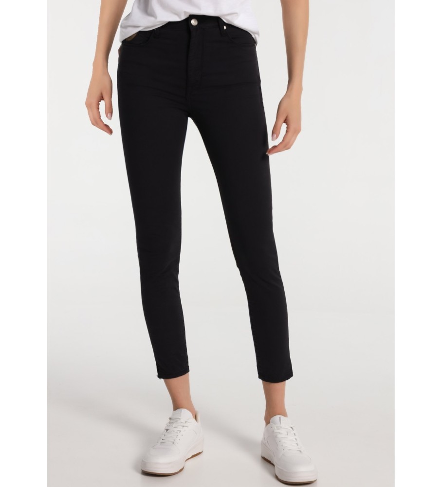 Calça skinny de cintura alta Lois Twill Color preta