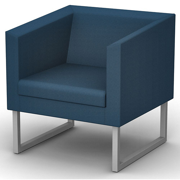 Fauteuil d'accueil Sten 1 place Tissu bleu Piètement acier aluminium