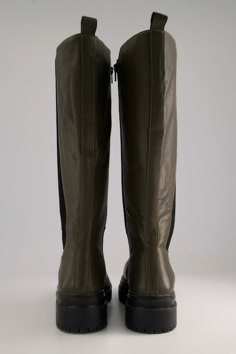 Lederstiefel, Elastik-Einsatz, Plateau Sohle, Weite H