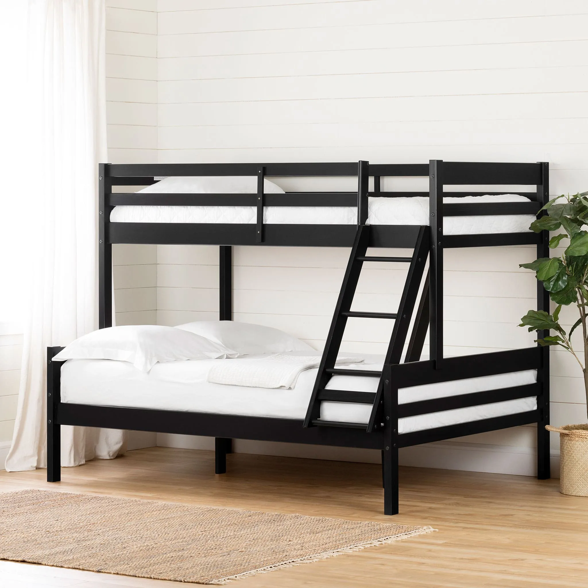 South Shore Lits Superposés en Bois Massif - Induzy Noir mat
