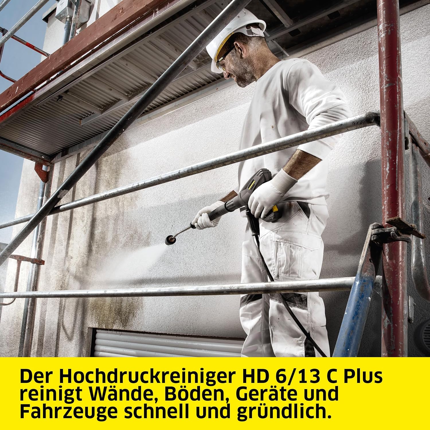 Kärcher Kaltwasser-Hochdruckreiniger HD 6/13 C Plus, Arbeitsdruck: 130 bar, Fördermenge: 590 l/h, Gewicht: 28,8 kg, Schlauch: 10 m, HD-Pistole, Strahlrohr, Dreckfräser