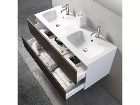 Ensemble de salle de bain double vasque 5 pièces IGEA brun foncé