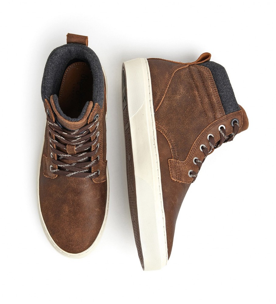 Tênis Pepe Jeans Yogi Boot em couro marrom escuro