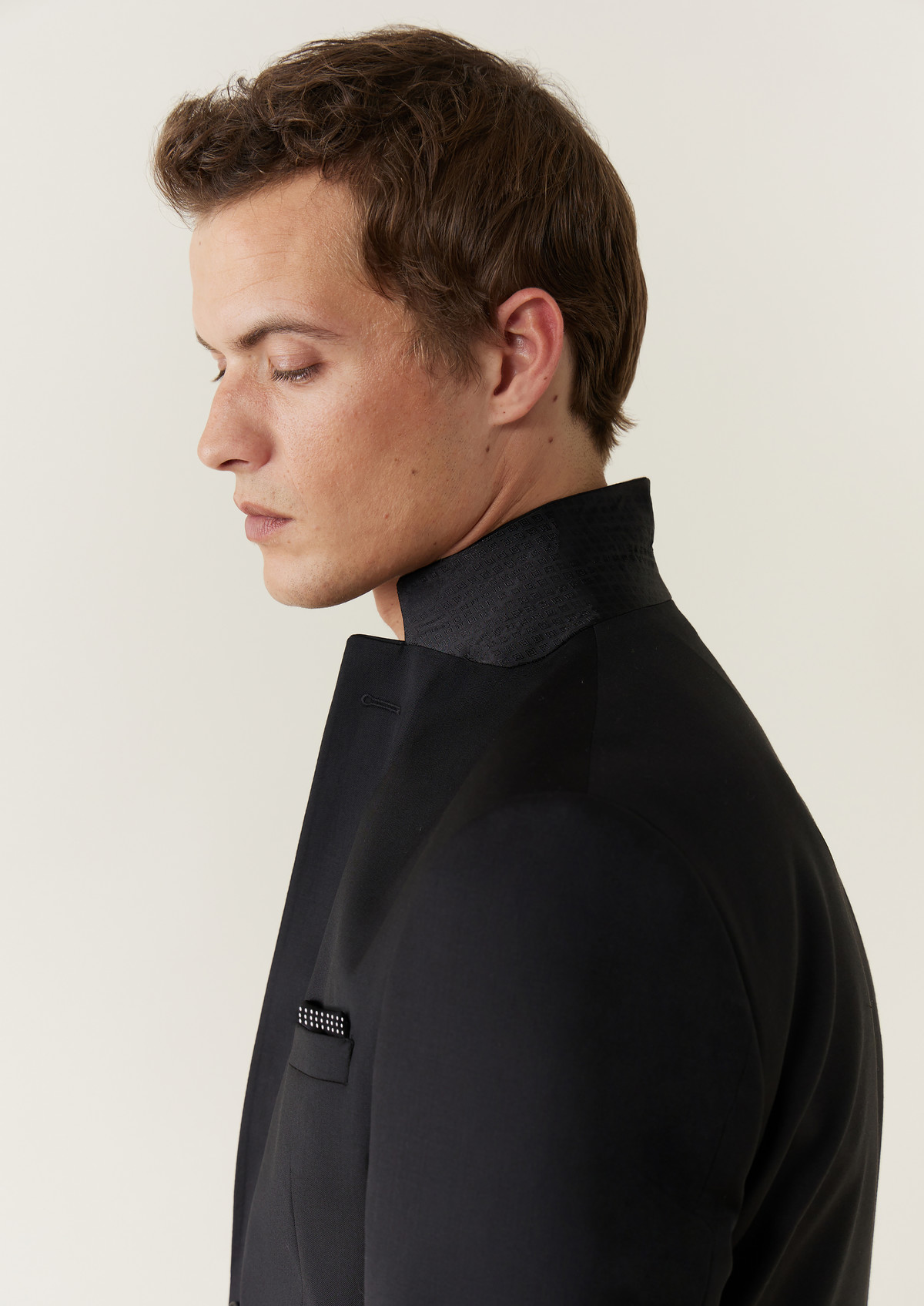Veste de costume Regular en laine unie noire