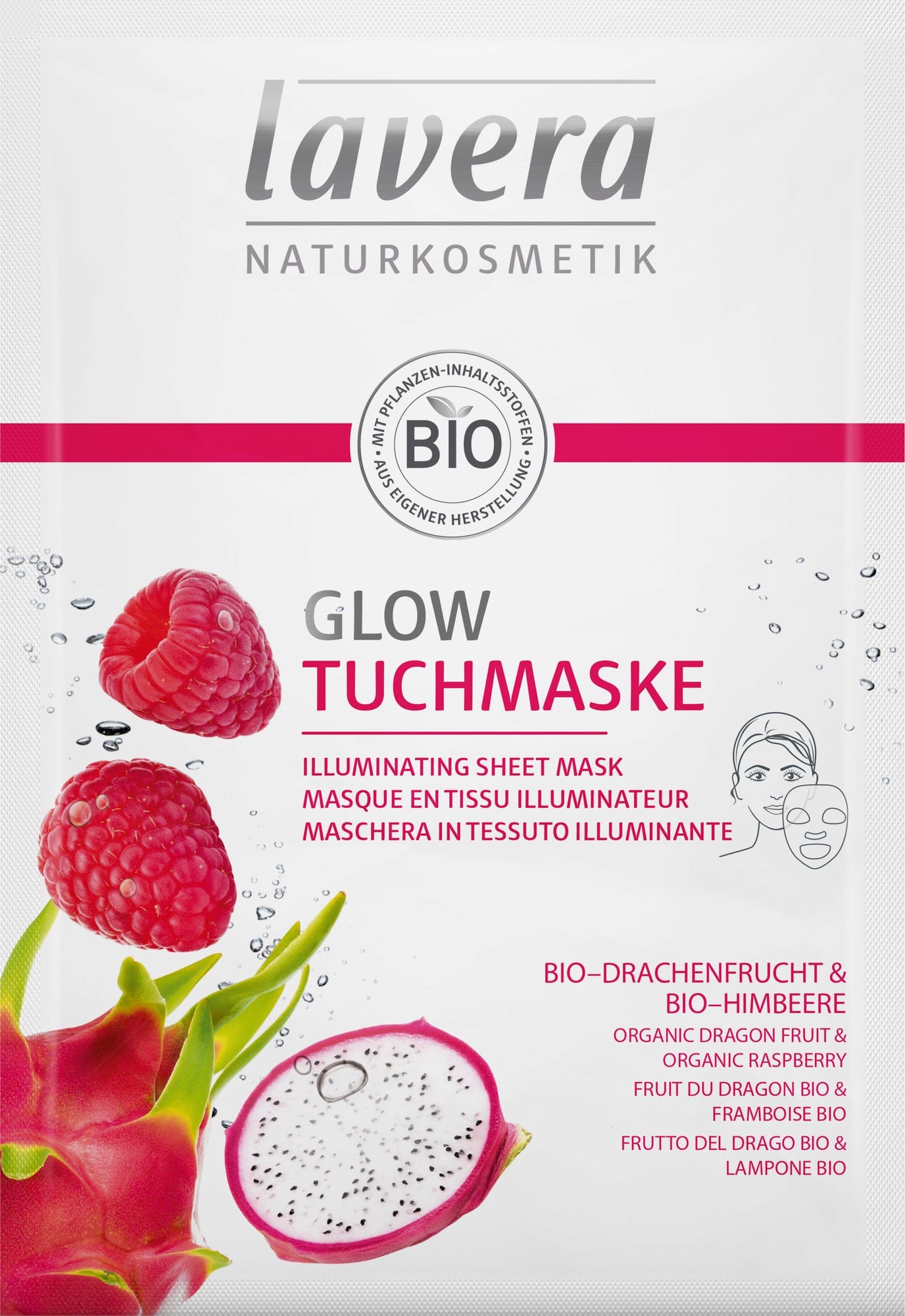 lavera  Glow Tuchmaske Bio-Drachenfrucht & Bio-Himbeere
